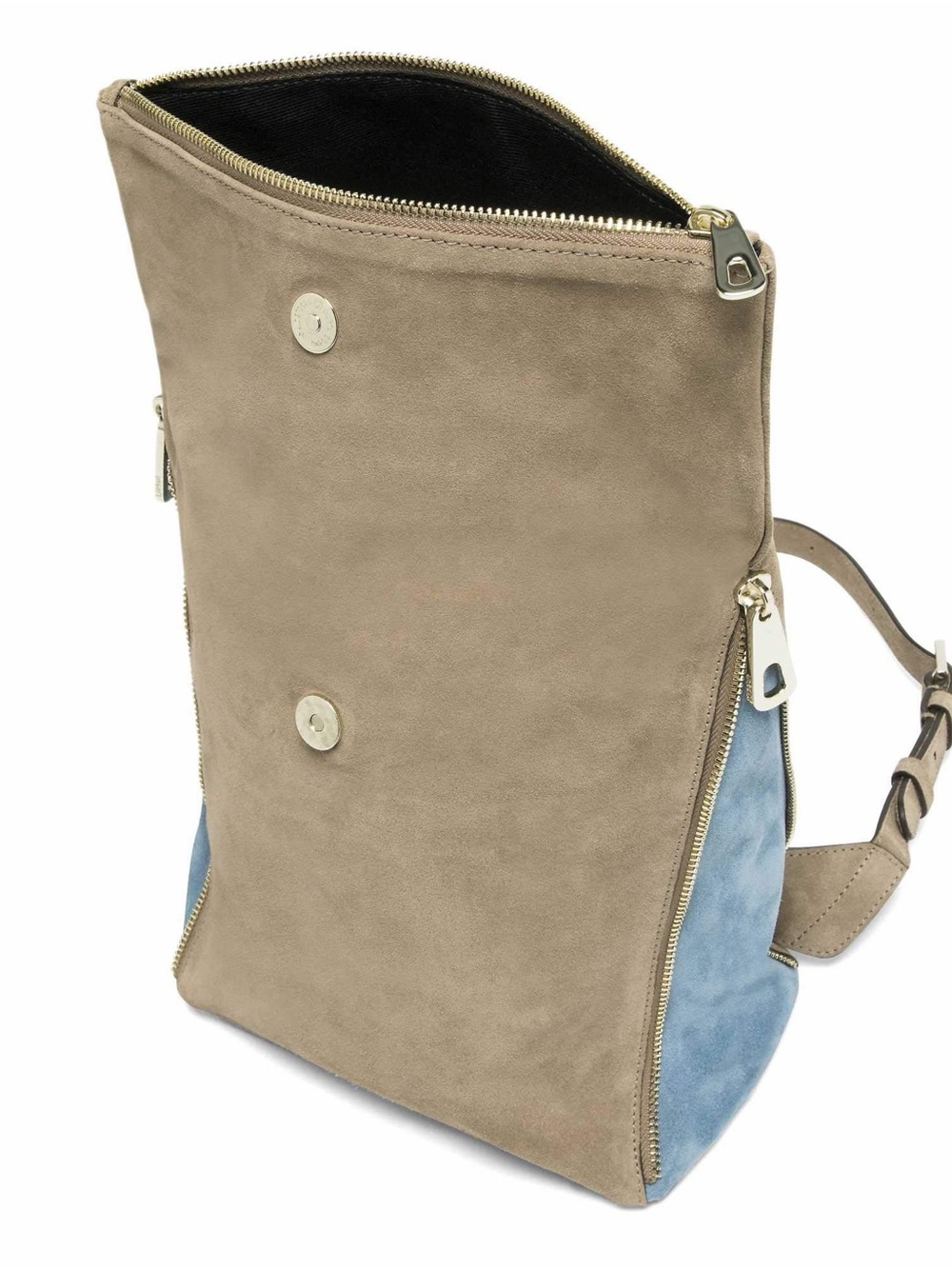 Lipault Paris Suede Fold-Over Backpack Bag in Brown and Blue - Picture 2 of 16
